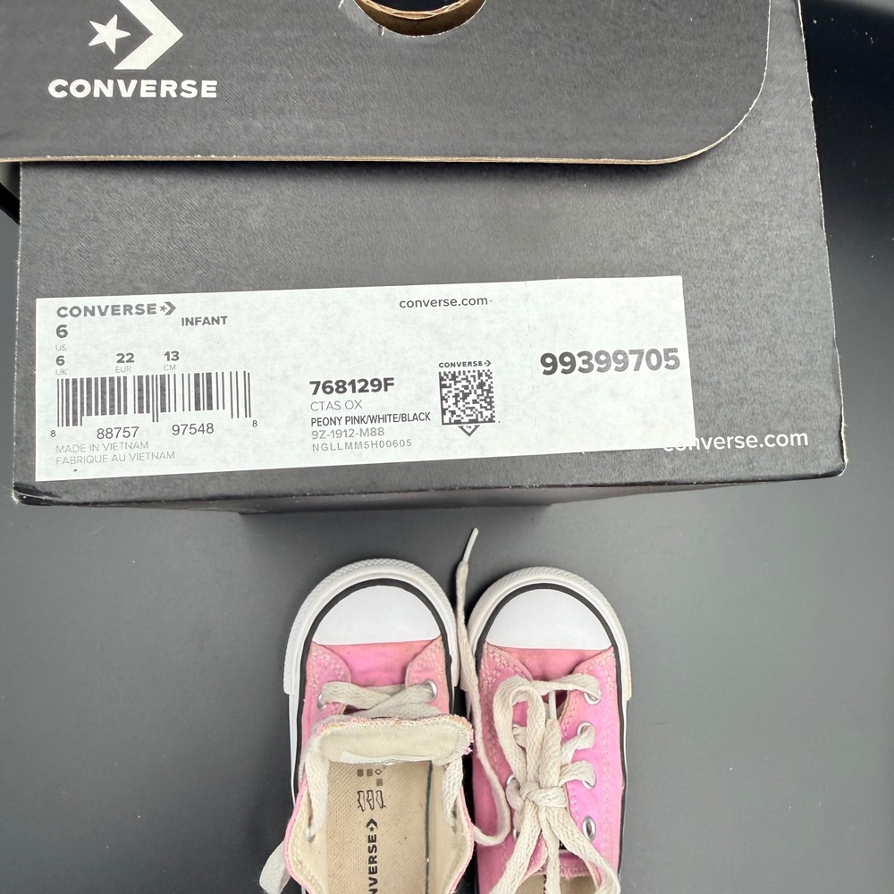 Converse Chuck Taylor All Star Ox Infant Size 6 Peony Pink Sneakers 768129F - Picture 9 of 9